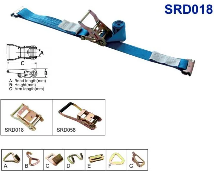 2 Inch 50mm Ratchet Straps Ratchet Tie Down with E Track Fitting