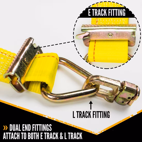 Sangles à cliquet de 2 pouces, 50mm, arrimage à cliquet avec raccord de rail E