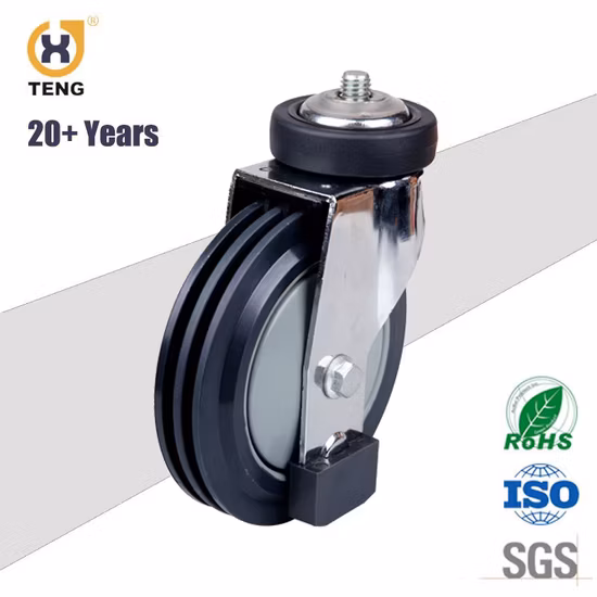 Roulement à billes pivotant de 5 pouces, tige de filetage TPE, roue de chariot, roulette pour chariot de courses